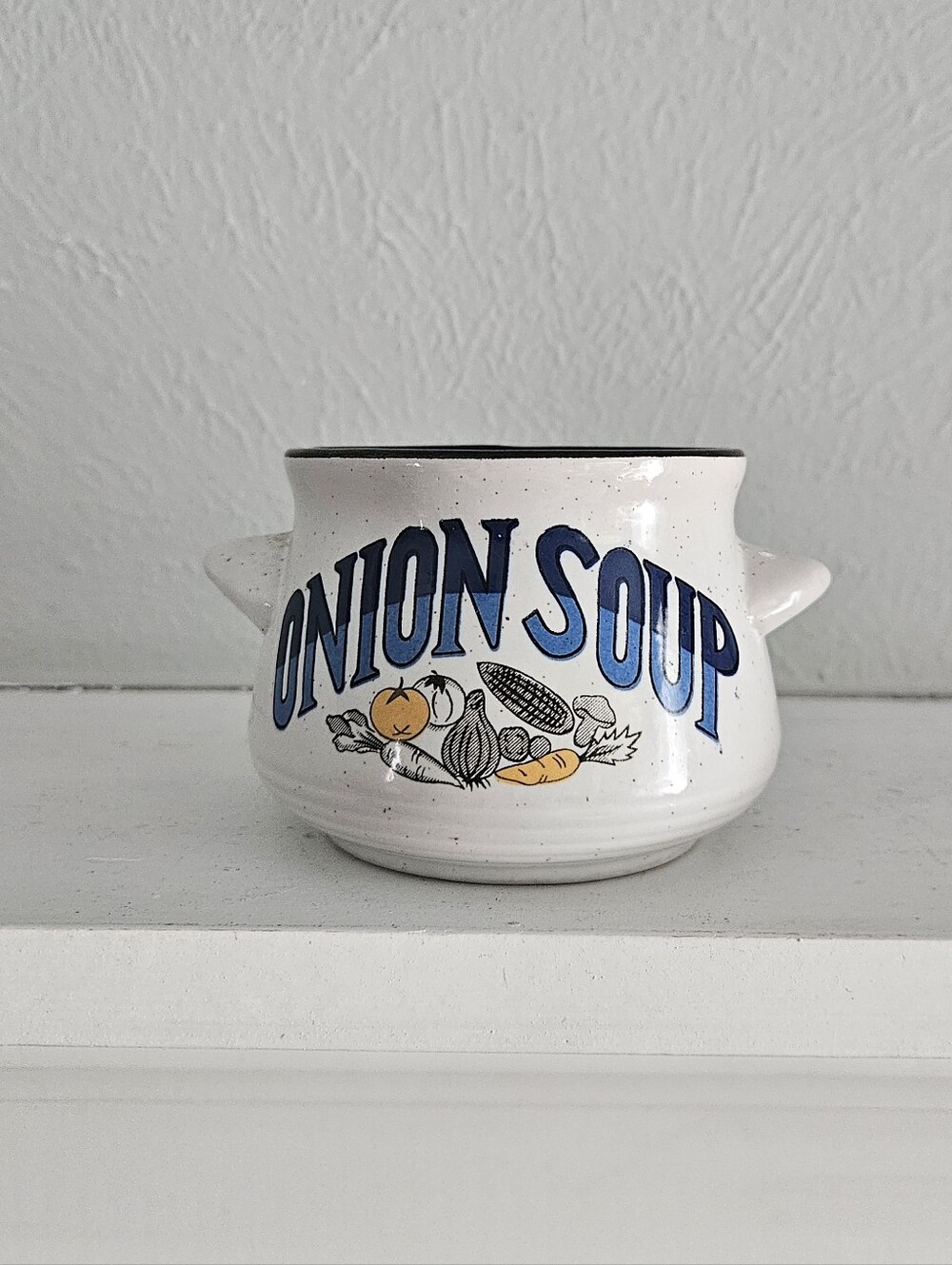 Vintage Onion Soup Stoneware Mini Crock Pot/Bowl